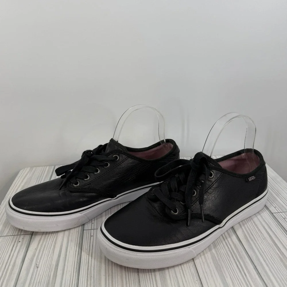 Vans Candem Deluxe Black Leather UltraCush Sneakers Womens Size 10